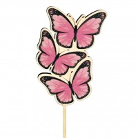 Tutor trio de mariposas 8x5cm | Rosadas