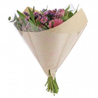 Funda para flores plástico con papel 35x35cm  rosado