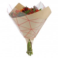 Funda para flores plástico con papel 35x35cm rojo