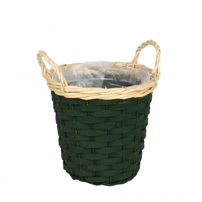 CESTA DE MIMBRE VERDE CON AGARRADERA Ø20XH17CM 