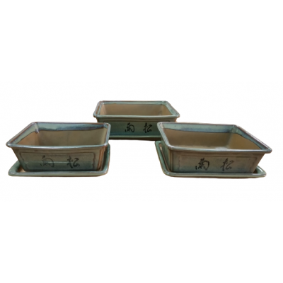 SET 3 MACETA RECTANGULAR VERDE